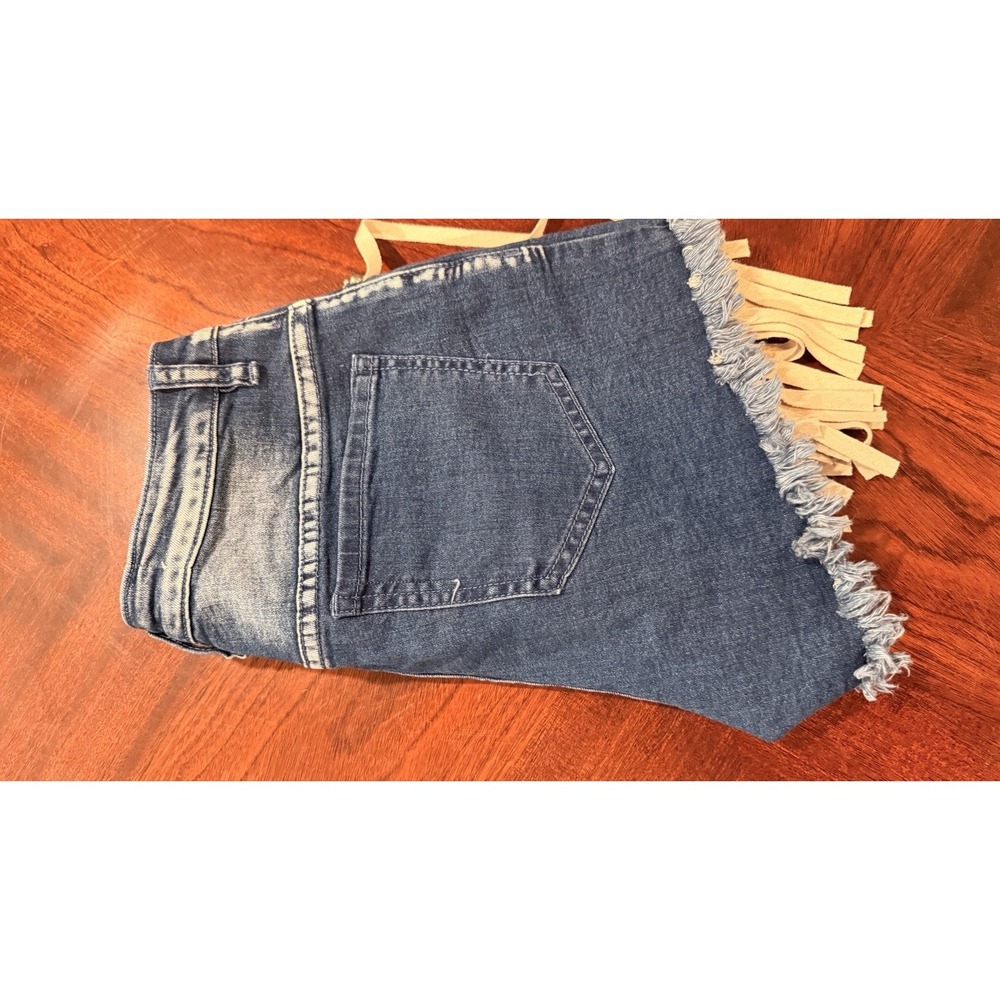 Crazy Train Women's Size‎ S Fringe Denim Shorts Western Rodeo Boho Festival - Picture 6 of 6